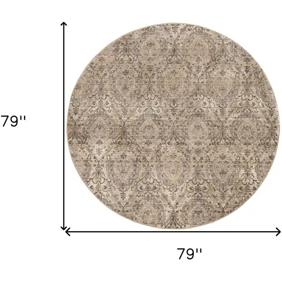 7' Gray Damask Area Rug Photo 6