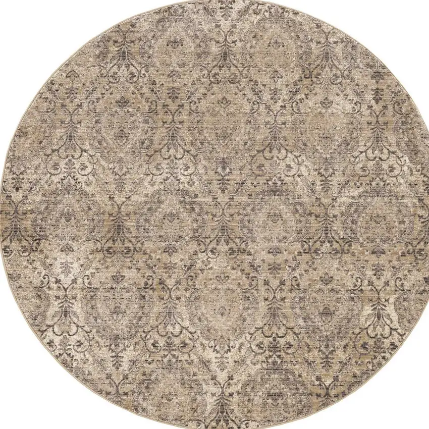 7' Gray Damask Area Rug Photo 4