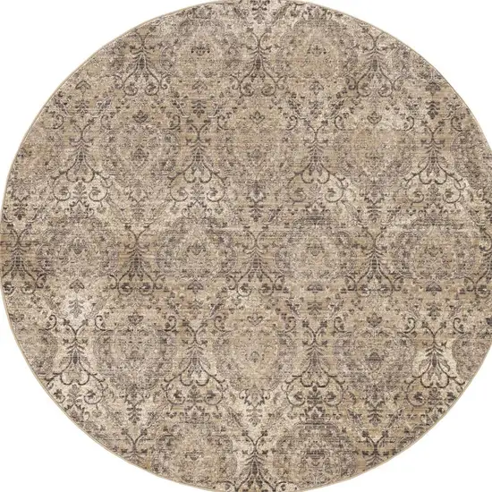 7' Gray Damask Area Rug Photo 4