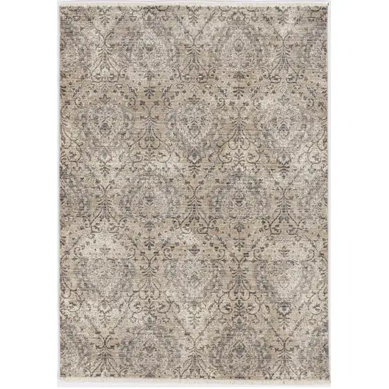 Sand And Charcoal Damask Area Rug Photo 2