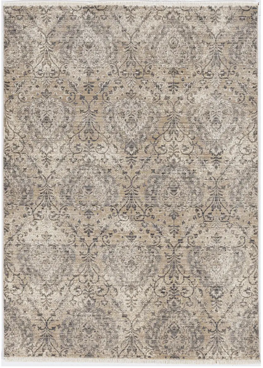 Sand And Charcoal Damask Area Rug Photo 2