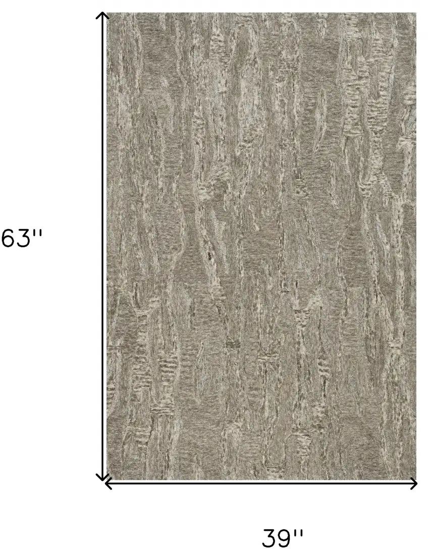 3'X5' Sand Hand Tufted Abstract Indoor Area Rug Photo 5