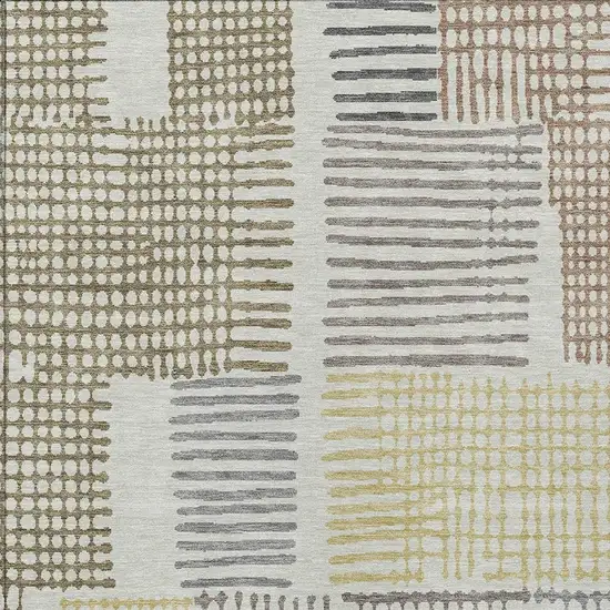 Sand Ivory And Gold Geometric Washable Indoor Outdoor Area Rug Photo 4