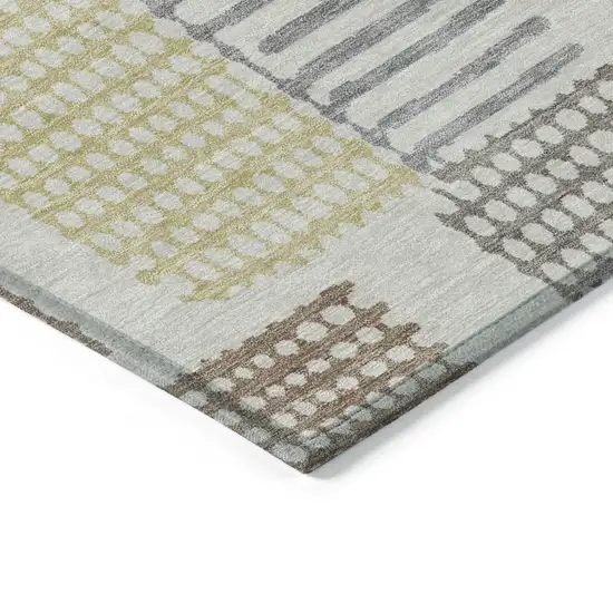 Sand Ivory And Gold Geometric Washable Indoor Outdoor Area Rug Photo 9