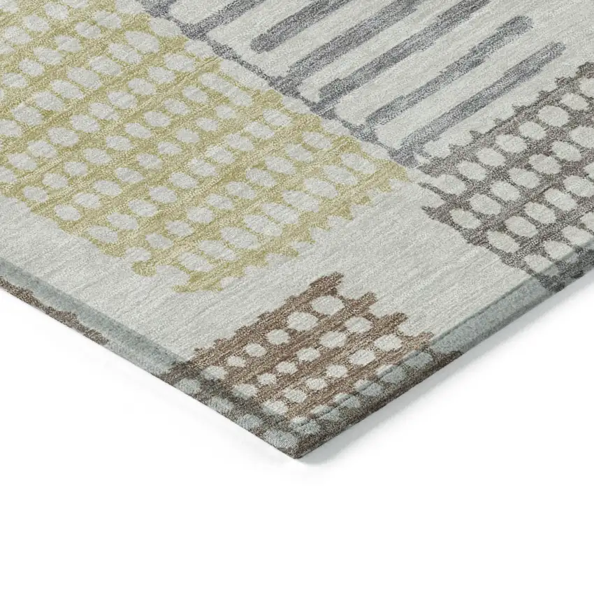 Sand Ivory And Gold Geometric Washable Indoor Outdoor Area Rug Photo 9