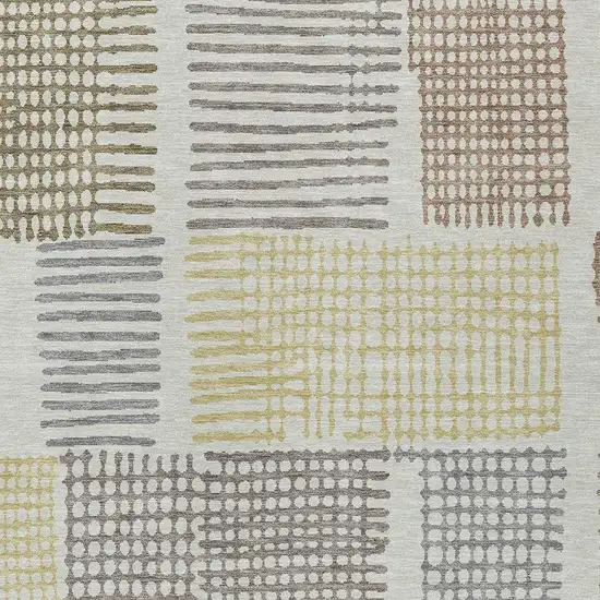 Sand Ivory And Gold Geometric Washable Indoor Outdoor Area Rug Photo 4