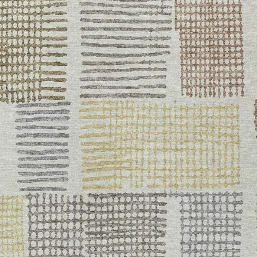 Sand Ivory And Gold Geometric Washable Indoor Outdoor Area Rug Photo 4