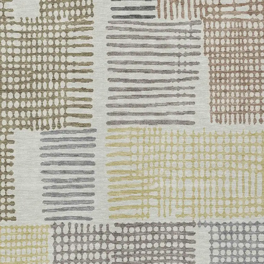 Sand Ivory And Gold Geometric Washable Indoor Outdoor Area Rug Photo 4