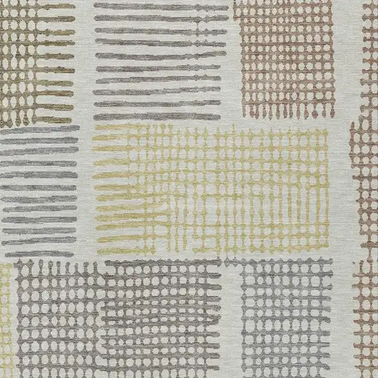 Sand Ivory And Gold Geometric Washable Indoor Outdoor Area Rug Photo 4