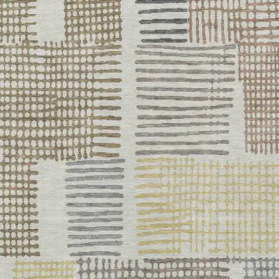 Sand Ivory And Gold Geometric Washable Indoor Outdoor Area Rug Photo 3