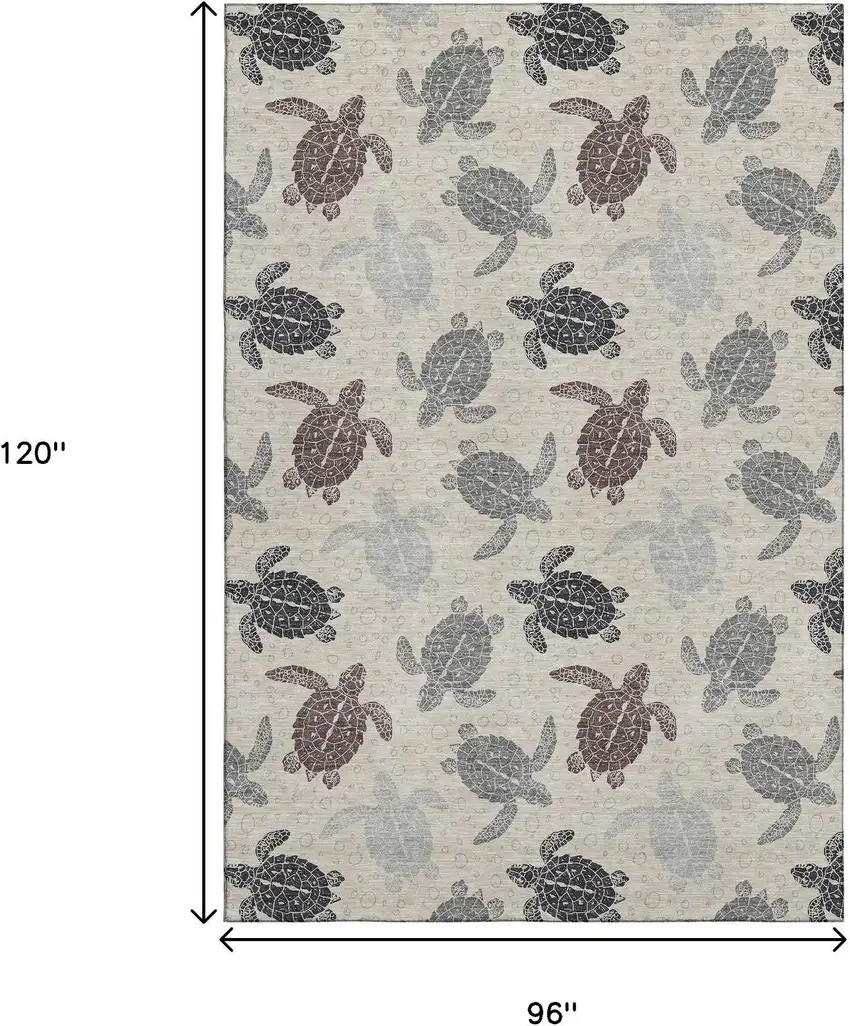 Sand Ivory And Gray Geometric Washable Area Rug With UV Protection Photo 3