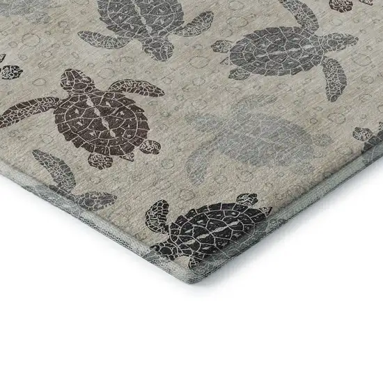 Sand Ivory And Gray Geometric Washable Area Rug With UV Protection Photo 7