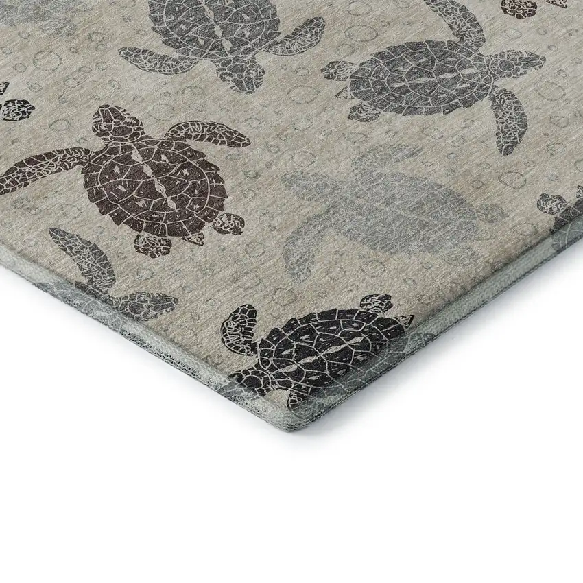 Sand Ivory And Gray Geometric Washable Area Rug With UV Protection Photo 7