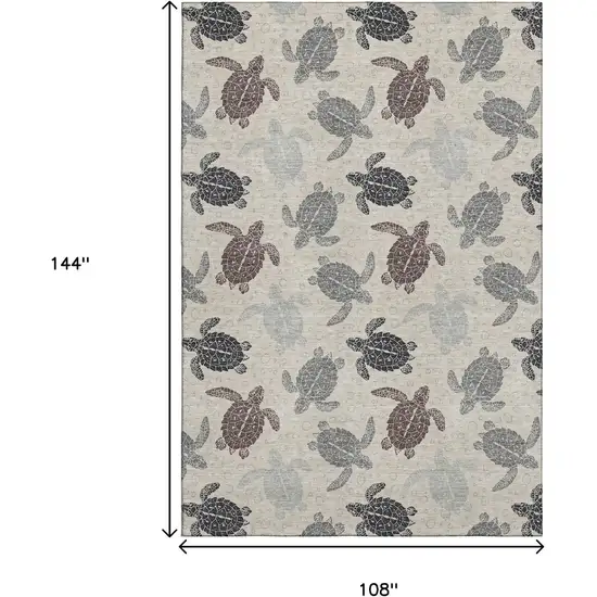 Sand Ivory And Gray Geometric Washable Area Rug With UV Protection Photo 3