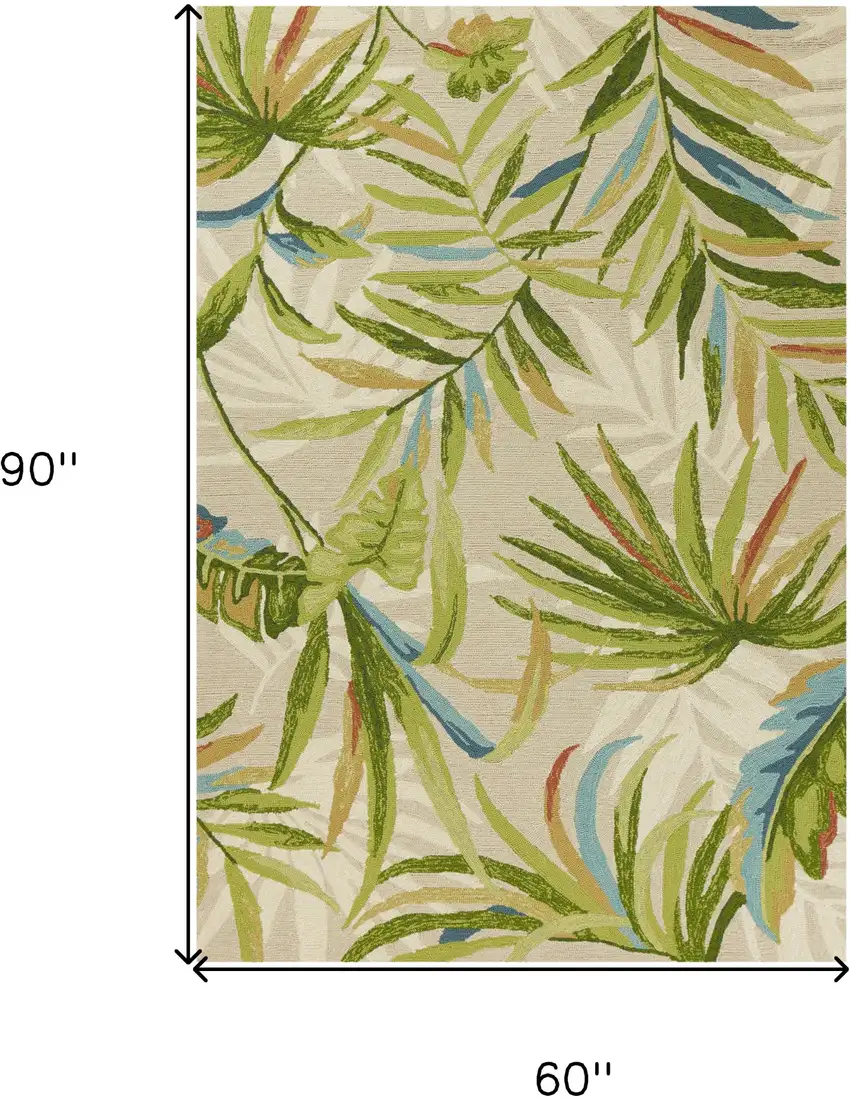 5'X8' Sand Ivory Hand Woven Uv Treated Palm Tropical Indoor Outdoor Area Rug Photo 9
