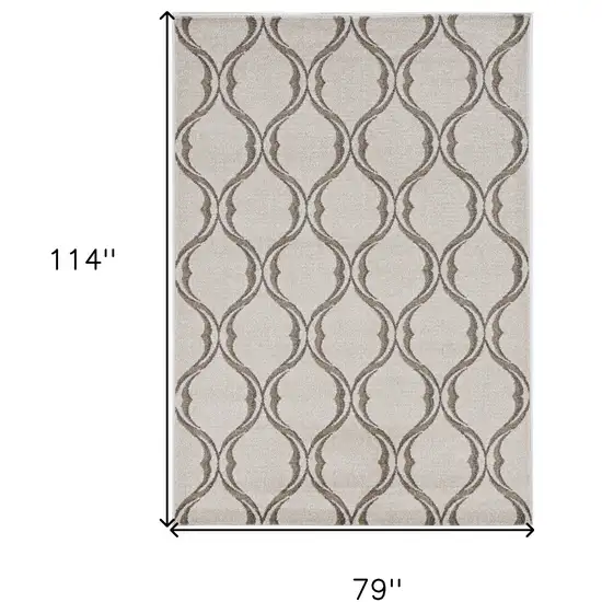 7'X10' Sand Ivory Machine Woven Uv Treated Ogee Indoor Outdoor Area Rug Photo 3