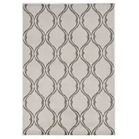 Photo of Sand Ivory Machine Woven UV Treated Ogee Indoor Outdoor Area Rug