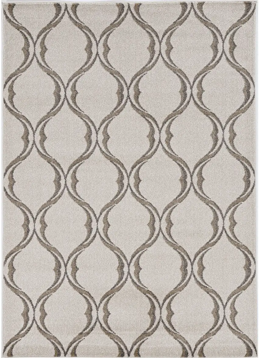 7'X11' Sand Ivory Machine Woven Uv Treated Ogee Indoor Outdoor Area Rug Photo 2