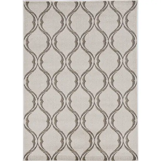 7'X11' Sand Ivory Machine Woven Uv Treated Ogee Indoor Outdoor Area Rug Photo 2