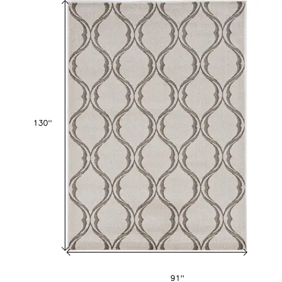 7'X11' Sand Ivory Machine Woven Uv Treated Ogee Indoor Outdoor Area Rug Photo 3