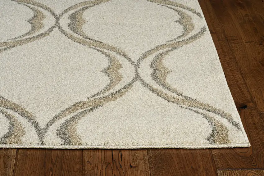 Sand Ivory Machine Woven UV Treated Ogee Indoor Outdoor Area Rug Photo 4