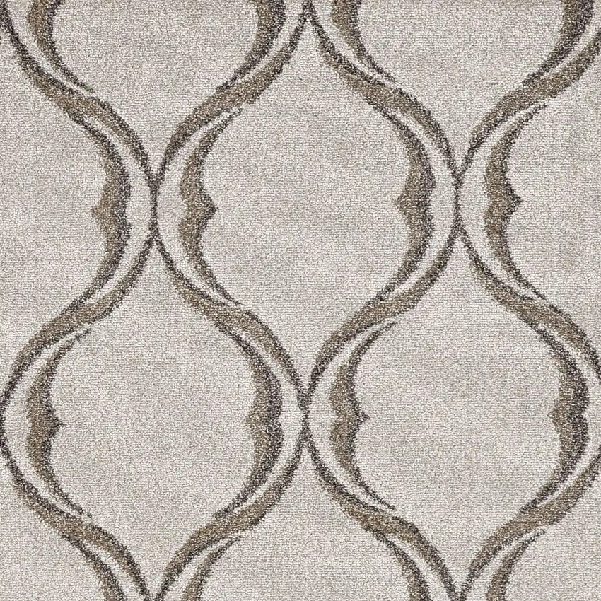 Sand Ivory Machine Woven UV Treated Ogee Indoor Outdoor Area Rug Photo 3