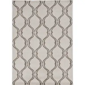 Photo of Sand Ivory Machine Woven UV Treated Ogee Indoor Outdoor Area Rug
