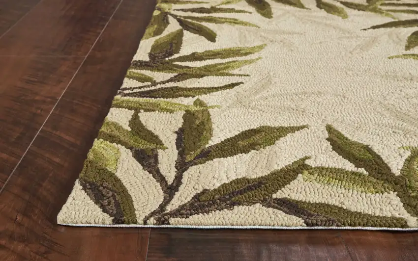 5' X 7' Sand Leaves Uv Treated Indoor Outdoor Area Rug Photo 4