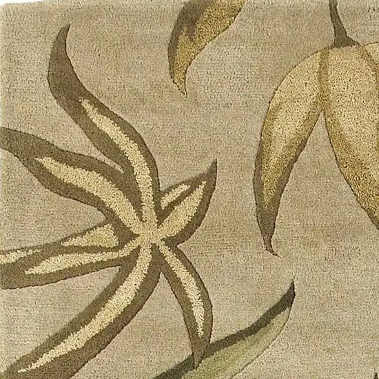 Sand And Beige Wool Botanical Leaves Hand Tufted Area Rug Photo 5