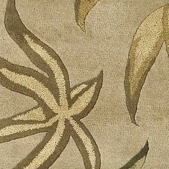 Sand And Beige Wool Botanical Leaves Hand Tufted Area Rug Photo 4