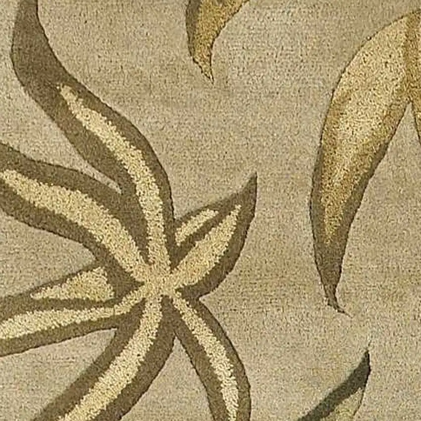 Sand And Beige Wool Botanical Leaves Hand Tufted Area Rug Photo 4