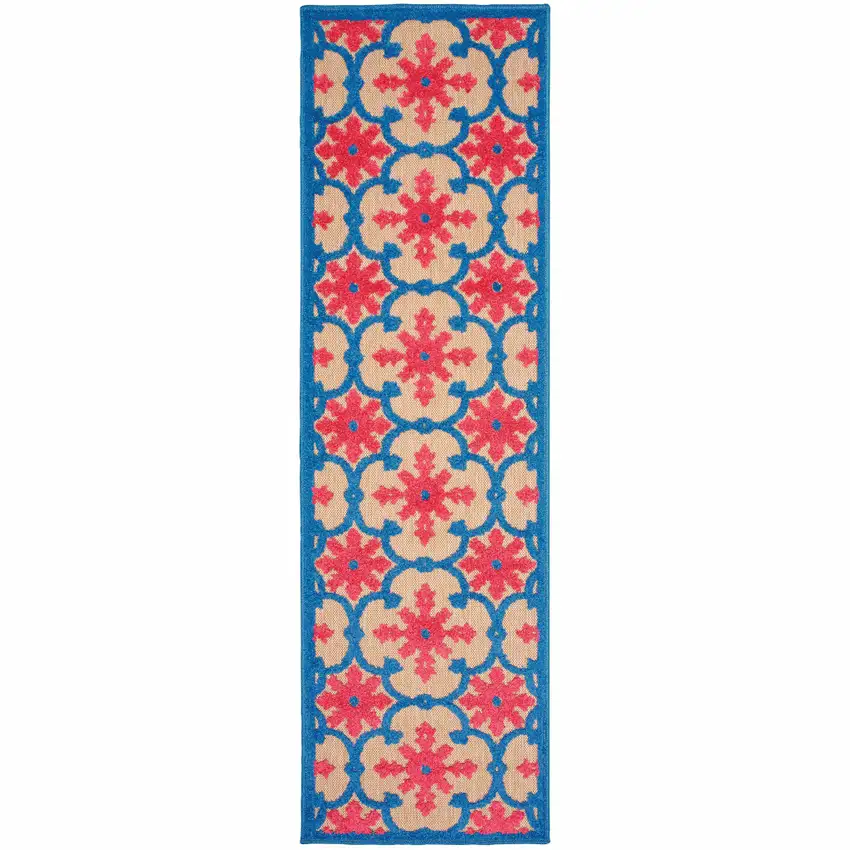 Sand Oriental Stain Resistant Indoor Outdoor Area Rug Photo 1
