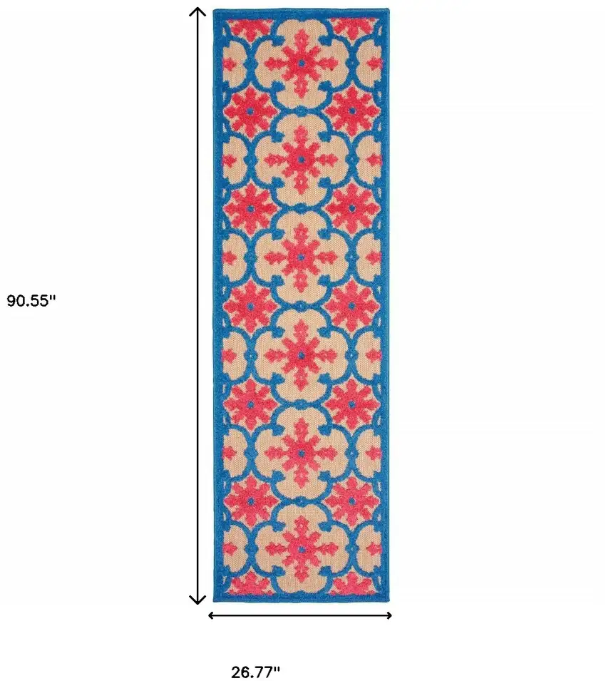 Sand Oriental Stain Resistant Indoor Outdoor Area Rug Photo 5