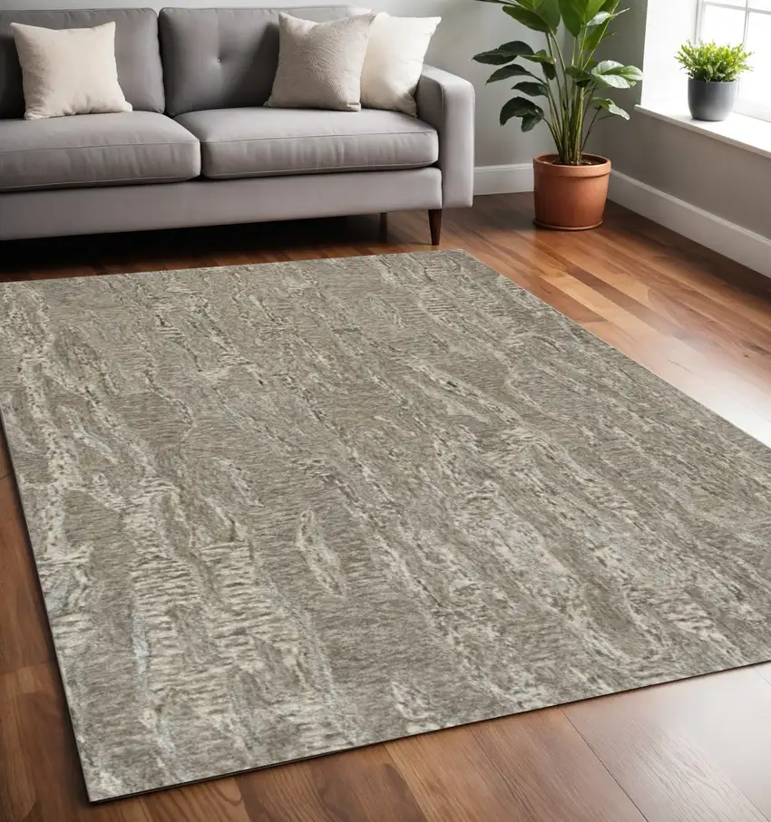 Sand And Gray Abstract Hand Tufted Area Rug Photo 1