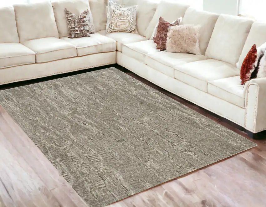 Sand Plain Wool Indoor Area Rug With Viscose Highlights Photo 1