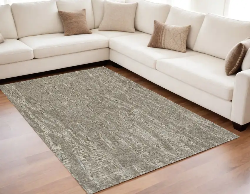 Sand Plain Wool Indoor Area Rug With Viscose Highlights Photo 1
