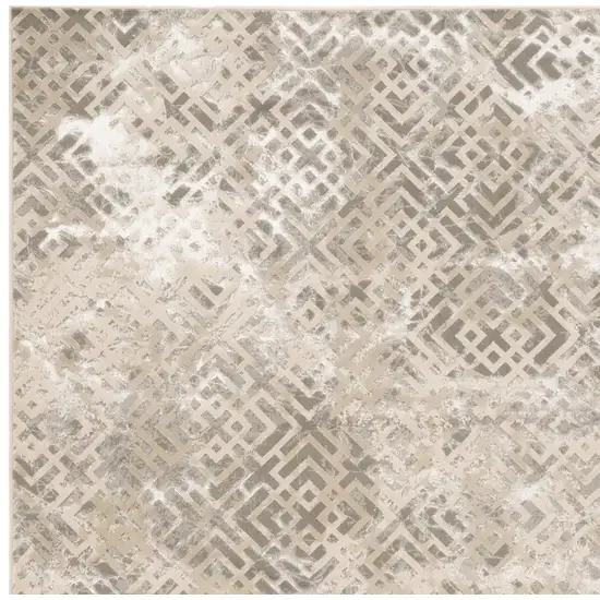 Sand And Light Blue Geometric Area Rug Photo 4