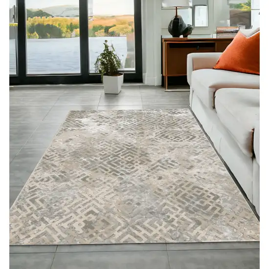 Sand And Light Blue Geometric Area Rug Photo 2