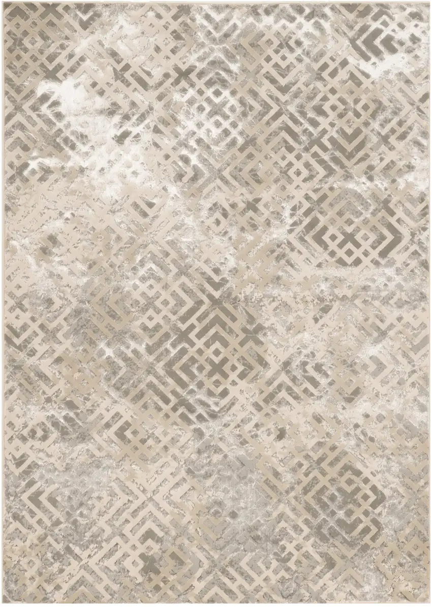 Sand And Light Blue Geometric Area Rug Photo 1