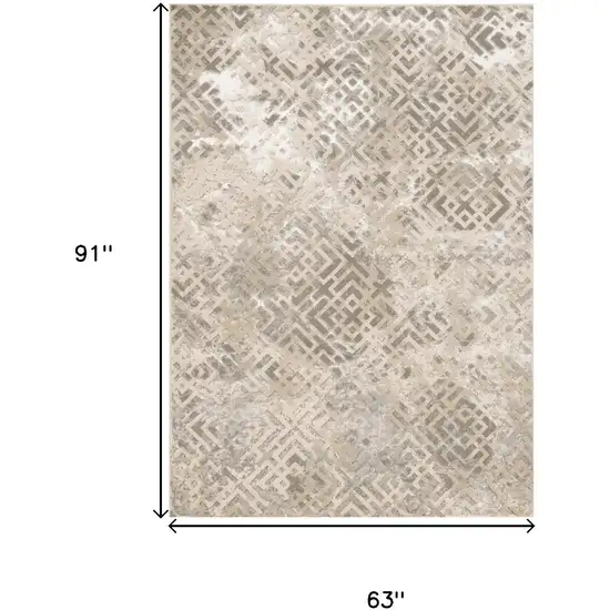 Sand And Light Blue Geometric Area Rug Photo 7