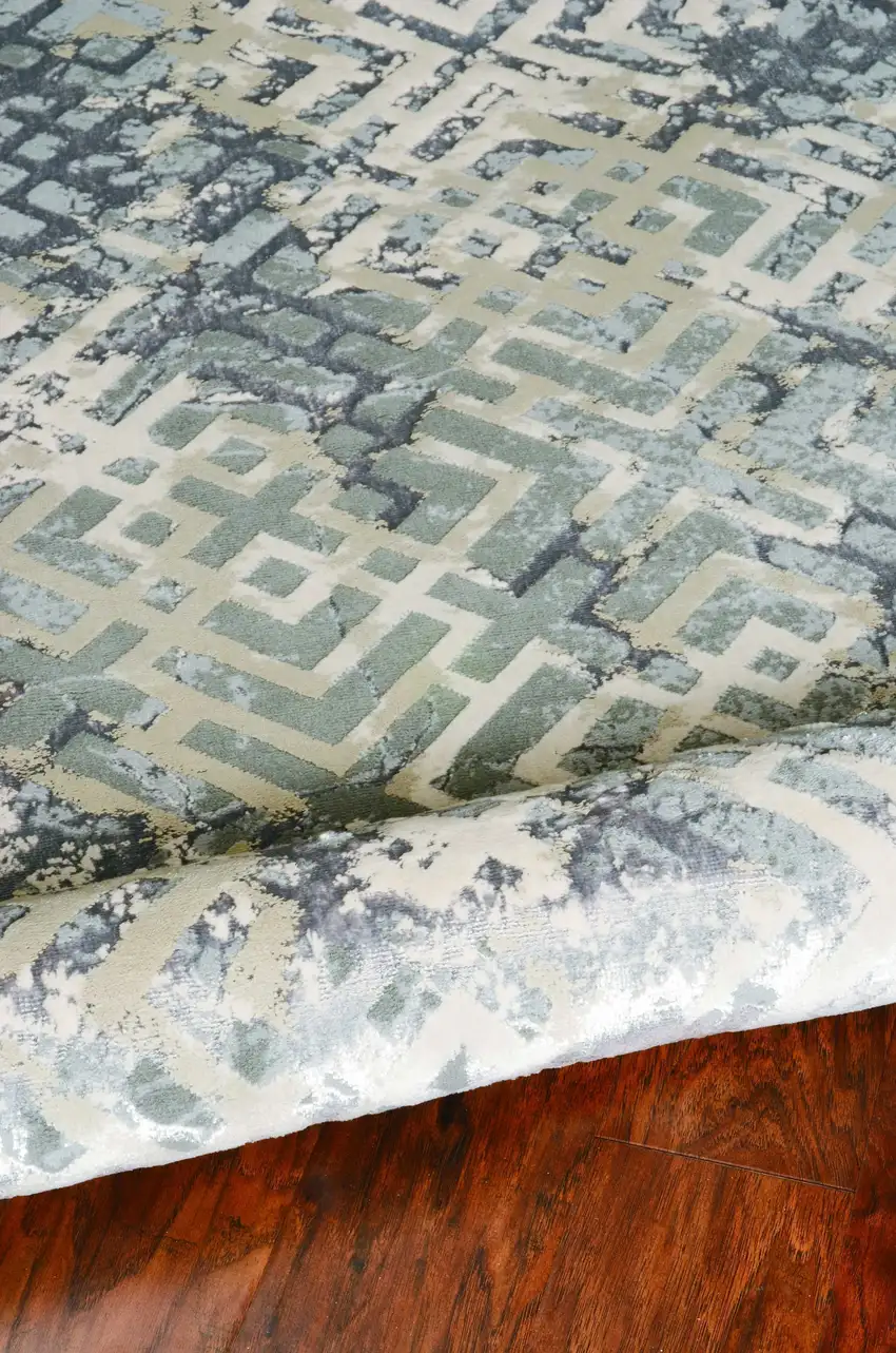 Sand Silver Geometric Squares Area Rug Photo 4