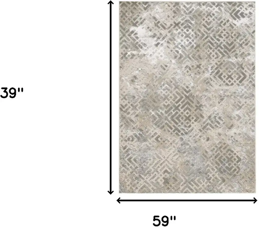 Sand Silver Geometric Squares Area Rug Photo 3