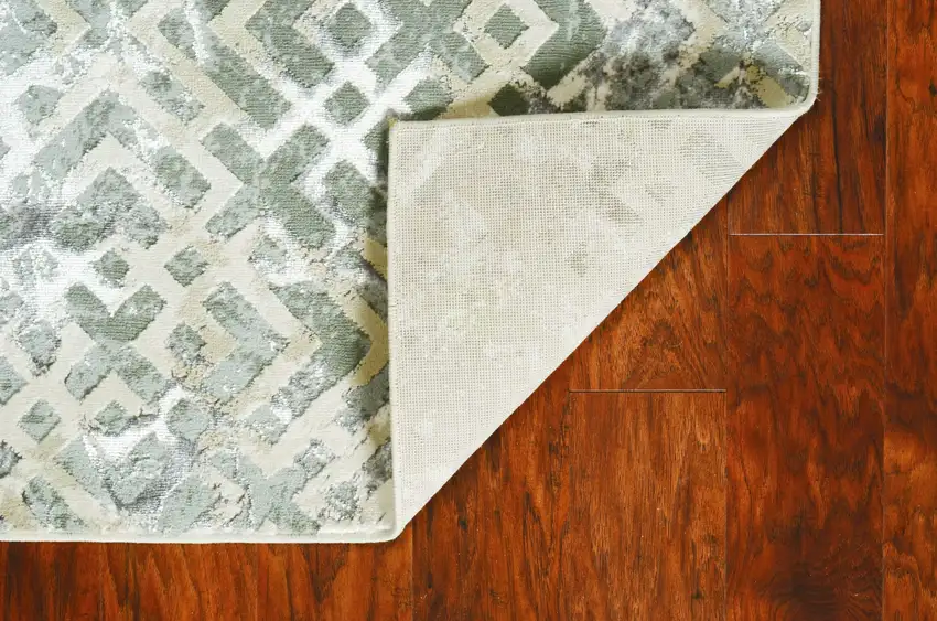 Sand Silver Geometric Squares Area Rug Photo 5