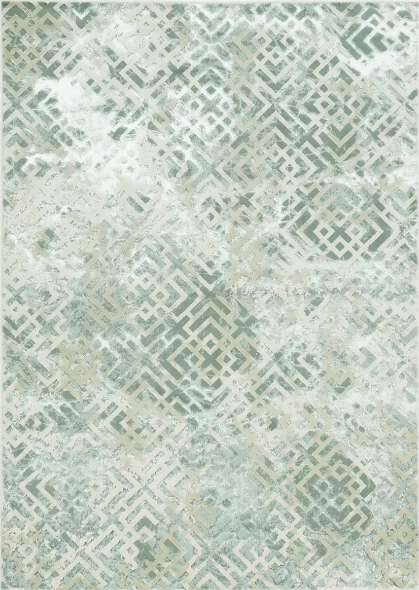 Sand Silver Geometric Squares Area Rug Photo 1