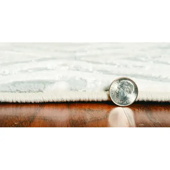 Sand And Light Blue Geometric Distressed Area Rug Photo 4