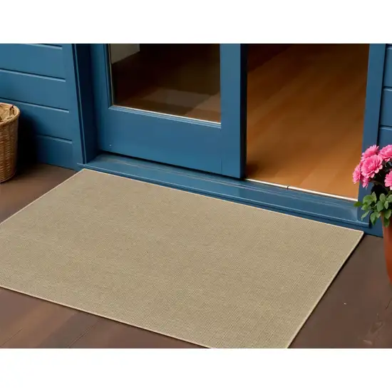 Beige Stain Resistant Indoor Outdoor Area Rug Photo 1