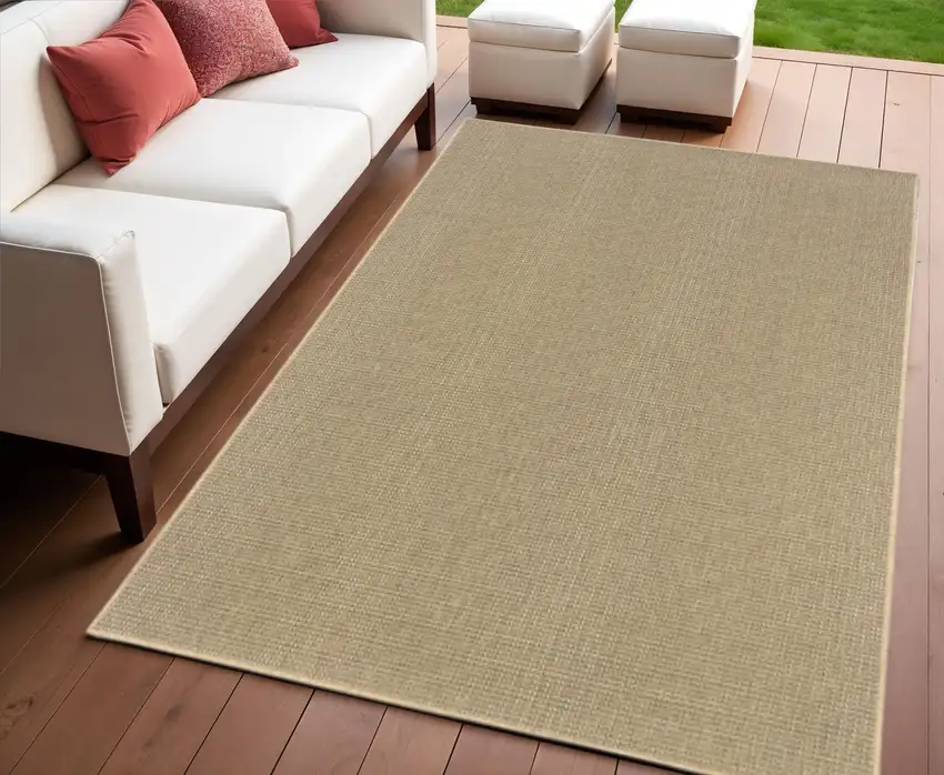 Beige Stain Resistant Indoor Outdoor Area Rug Photo 1