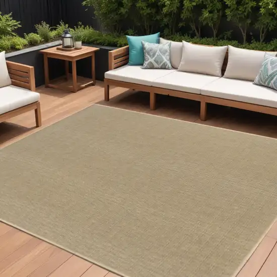 Beige Stain Resistant Indoor Outdoor Area Rug Photo 1