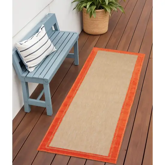 Orange Stain Resistant Indoor Outdoor Area Rug Photo 1