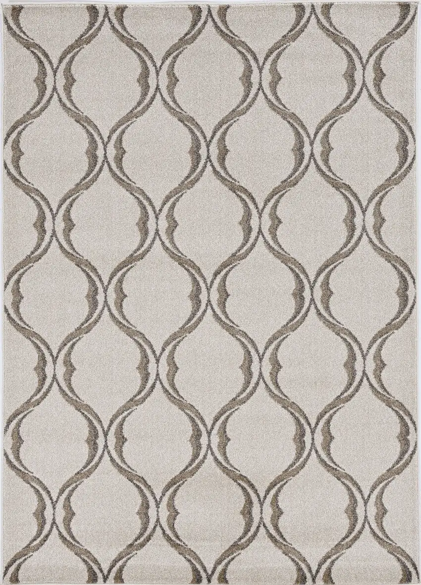 Sand Wavy Line Pattern Accent Rug Photo 3
